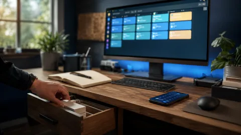 Organized customer pipeline board glowing on a wide monitor